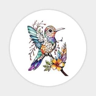 HUMMING BIRD FLOWER PATTERN Magnet